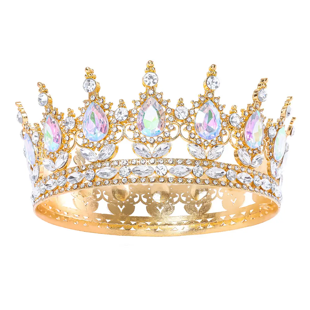European & American Bridal Crown with Blue Sultans & Diamonds - Image 26