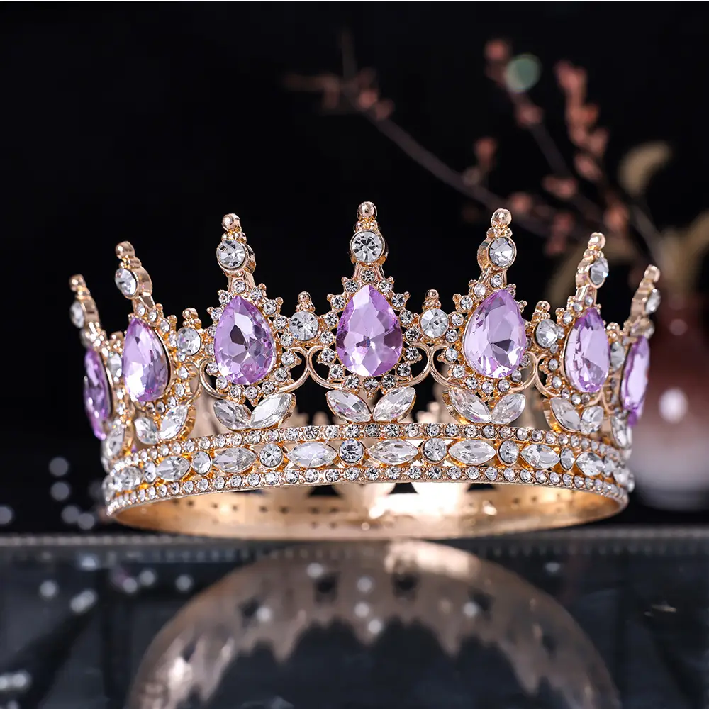 European & American Bridal Crown with Blue Sultans & Diamonds — feature 10