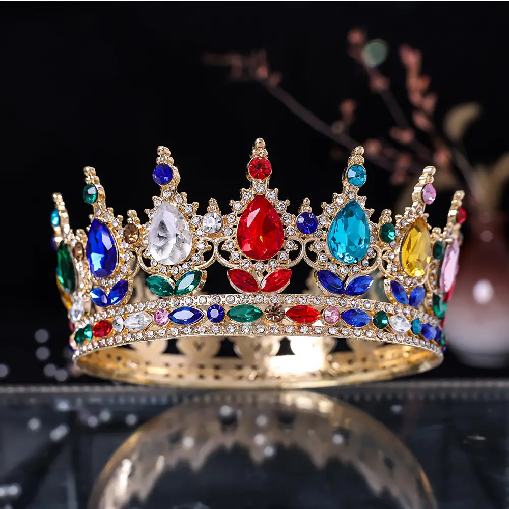 European & American Bridal Crown with Blue Sultans & Diamonds — feature 11