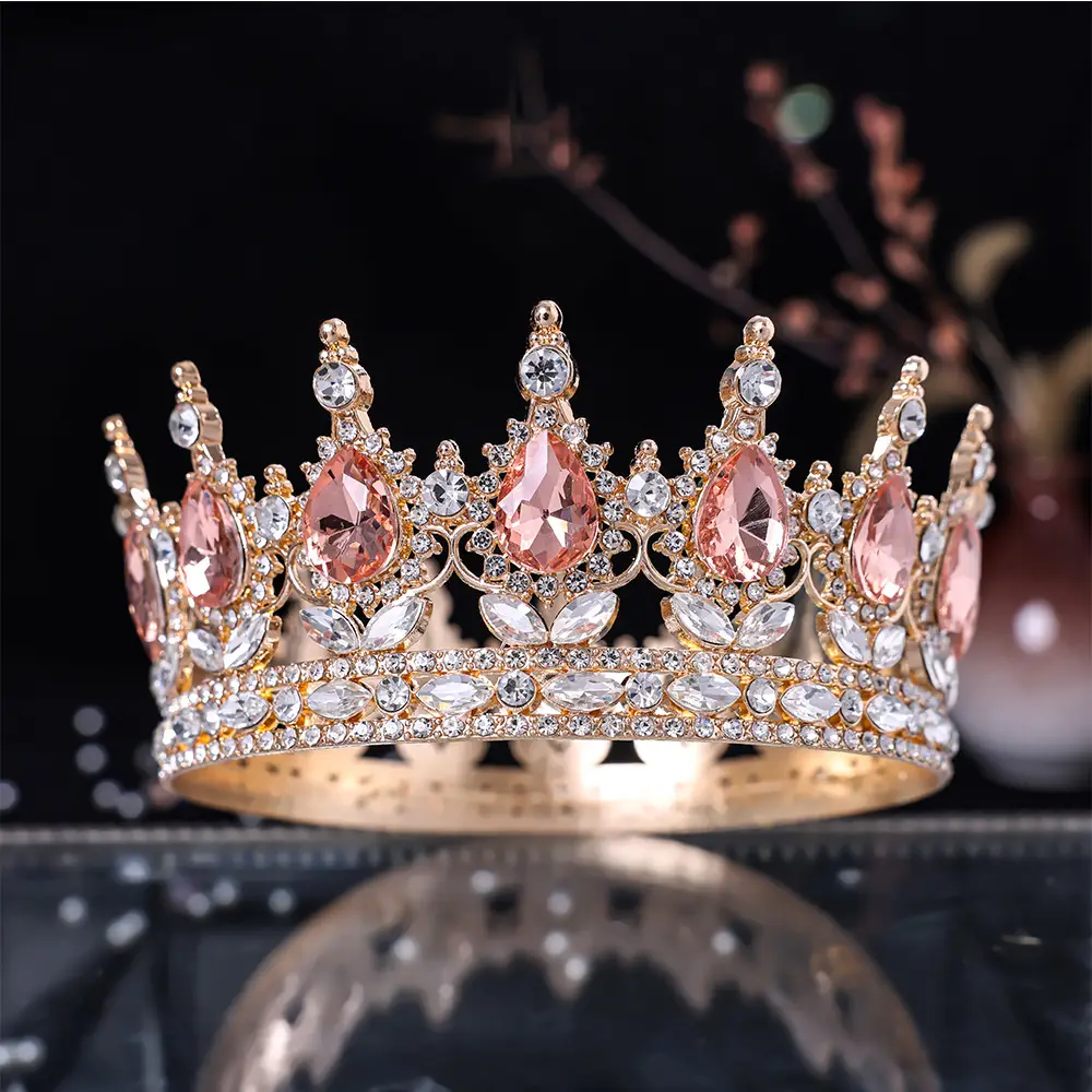 European & American Bridal Crown with Blue Sultans & Diamonds — feature 12