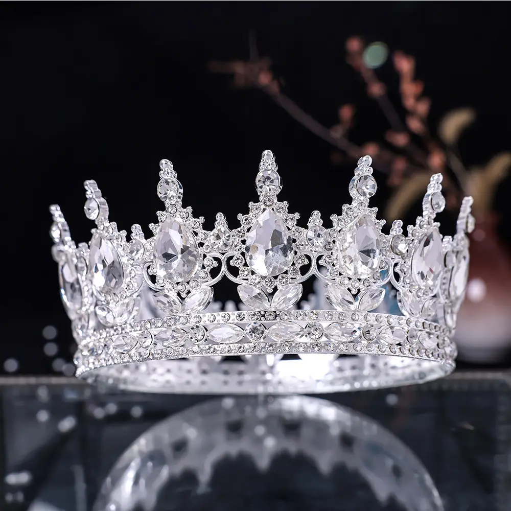 European & American Bridal Crown with Blue Sultans & Diamonds — feature 13