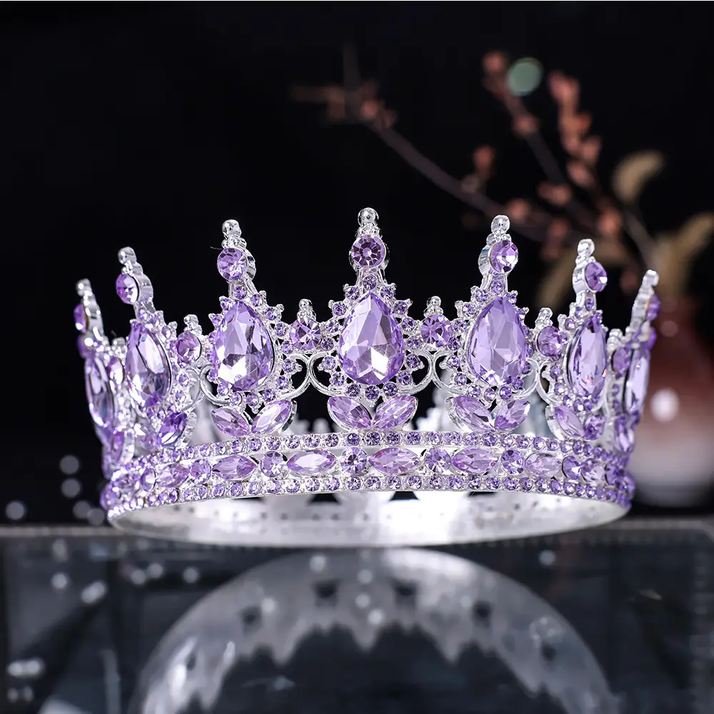 European & American Bridal Crown with Blue Sultans & Diamonds — feature 15