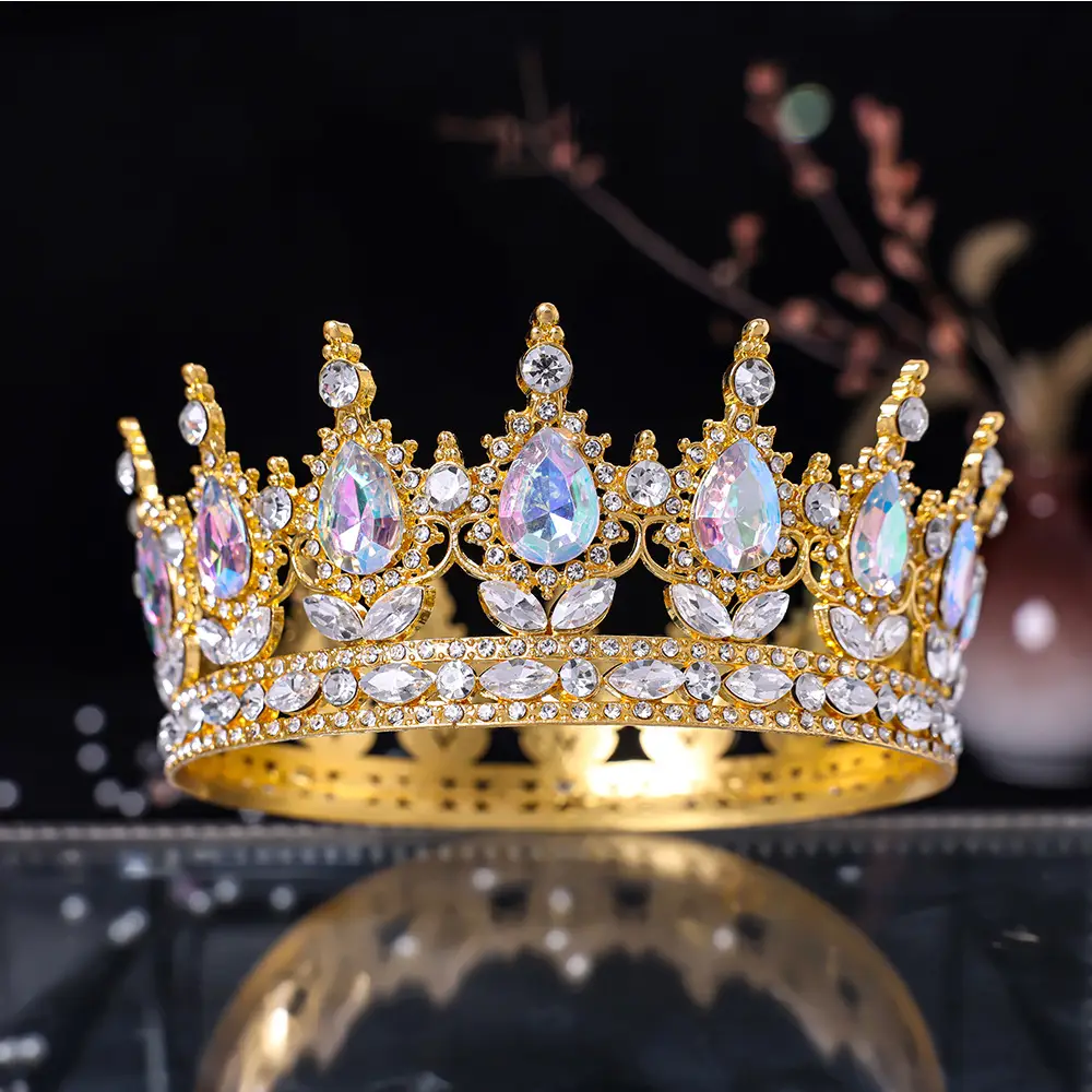European & American Bridal Crown with Blue Sultans & Diamonds — feature 3