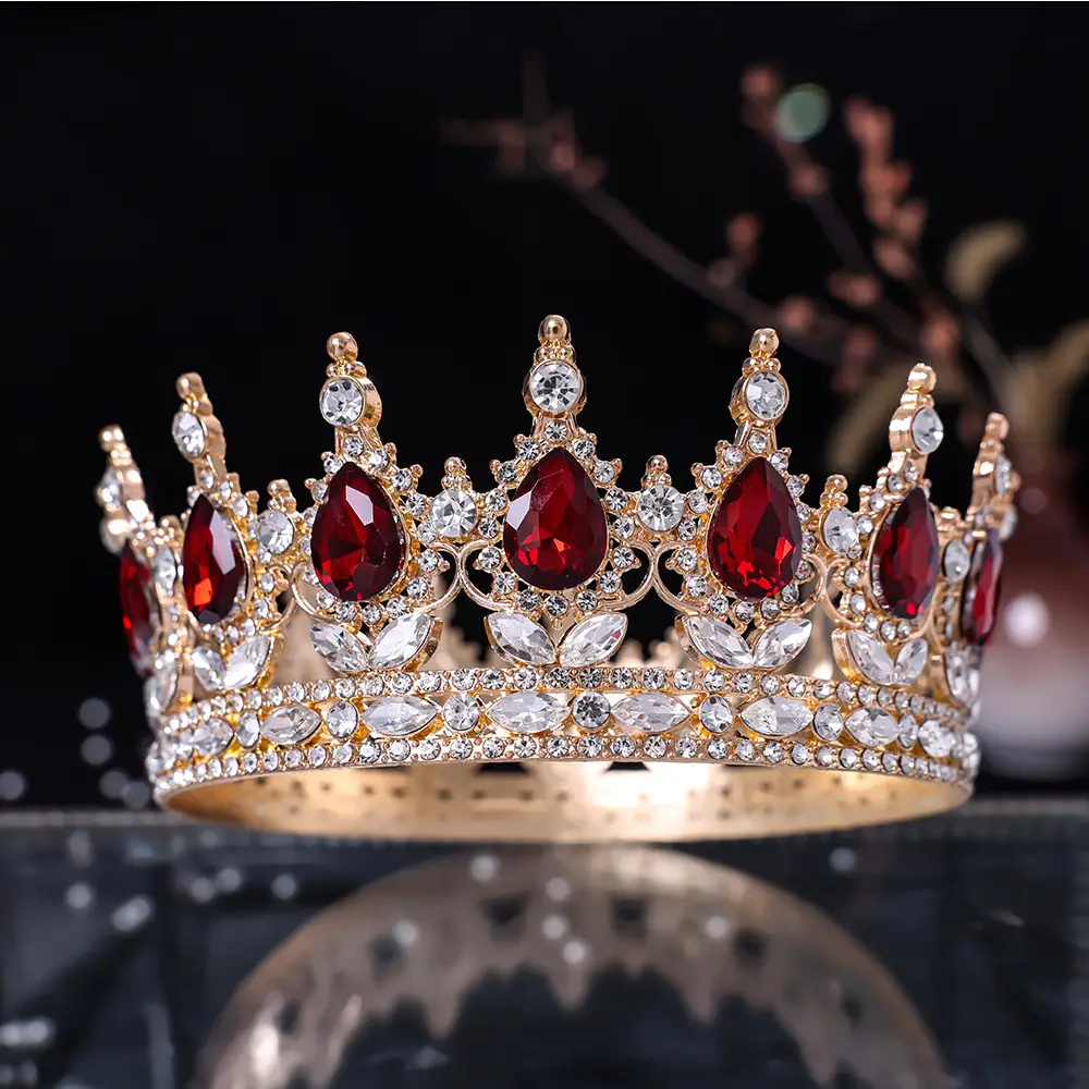 European & American Bridal Crown with Blue Sultans & Diamonds — feature 4