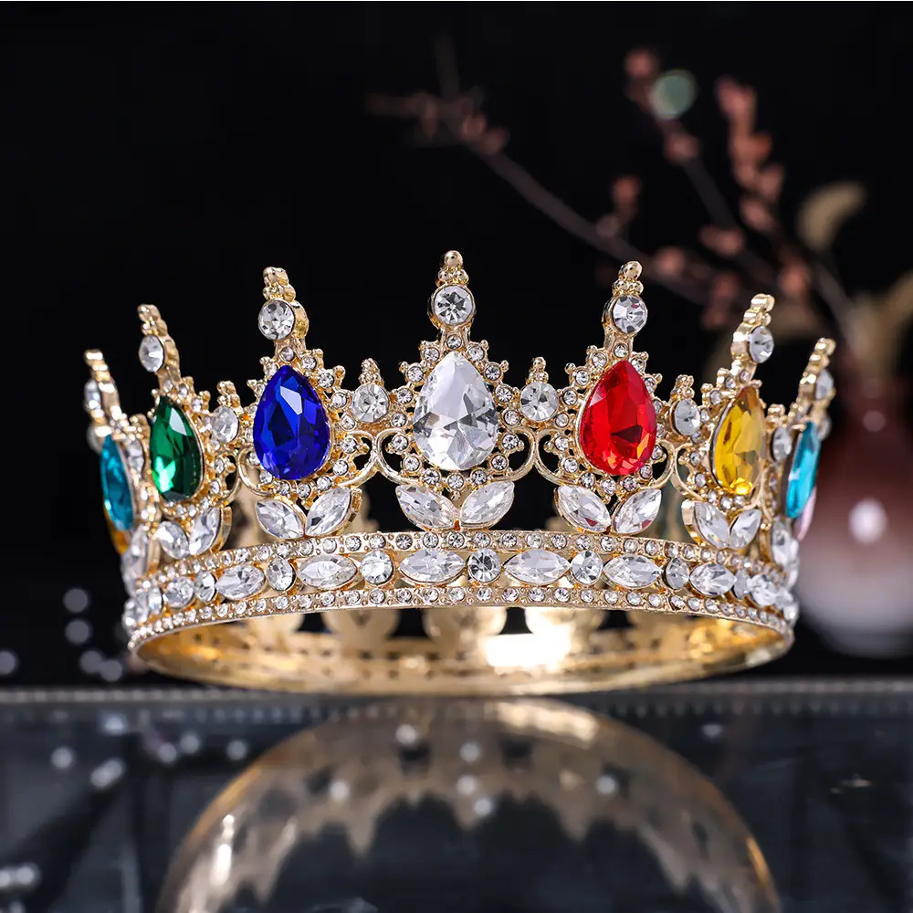 European & American Bridal Crown with Blue Sultans & Diamonds — feature 6