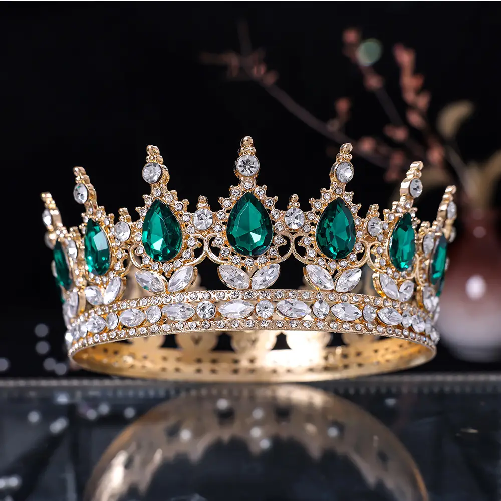 European & American Bridal Crown with Blue Sultans & Diamonds — feature 9
