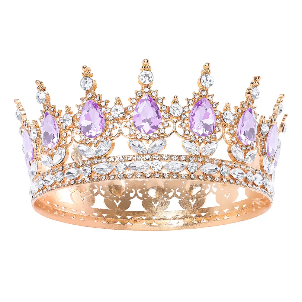 European & American Bridal Crown with Blue Sultans & Diamonds - Image 11