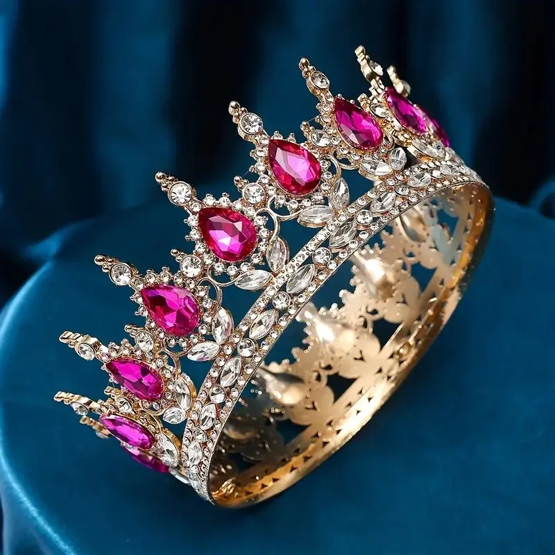 European & American Bridal Crown with Blue Sultans & Diamonds - Image 12