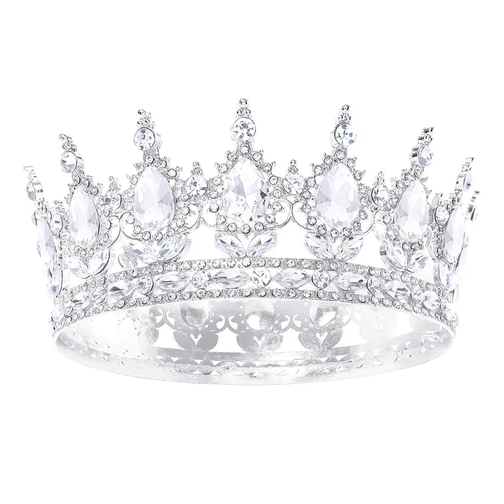 European & American Bridal Crown with Blue Sultans & Diamonds - Image 14