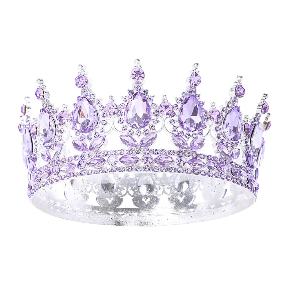 European & American Bridal Crown with Blue Sultans & Diamonds - Image 16