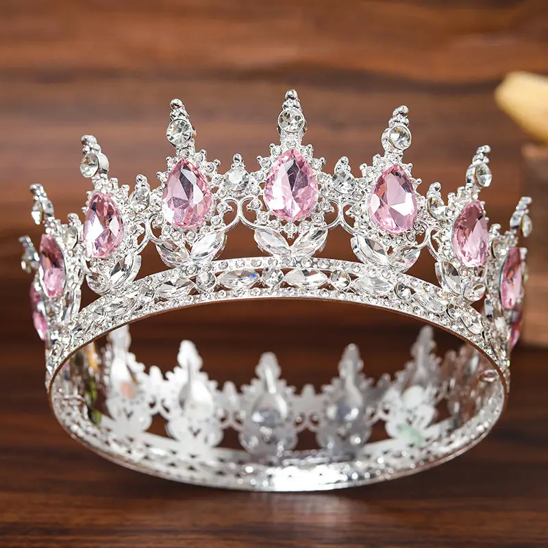 European & American Bridal Crown with Blue Sultans & Diamonds - Image 17