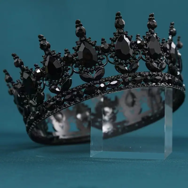 European & American Bridal Crown with Blue Sultans & Diamonds - Image 19