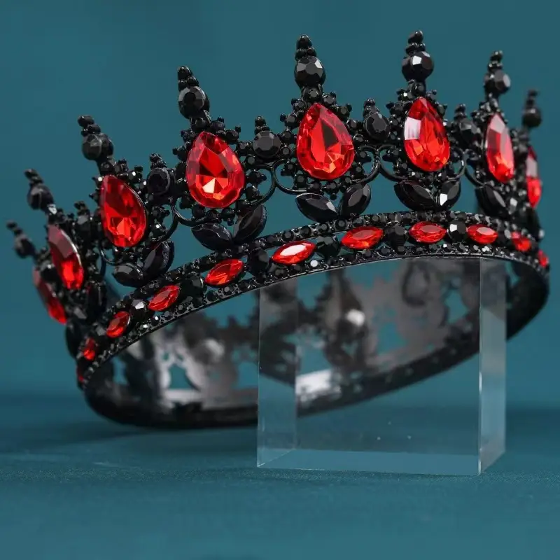 European & American Bridal Crown with Blue Sultans & Diamonds - Image 21