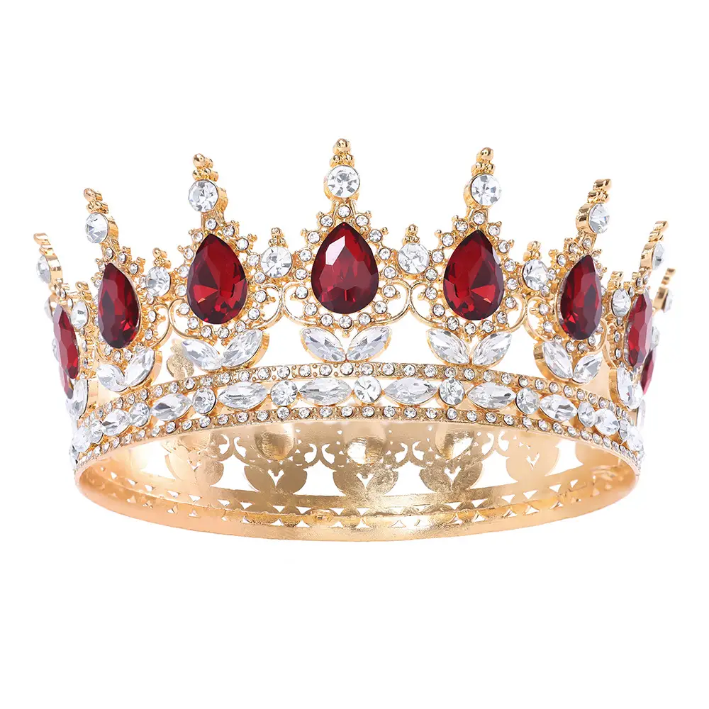 European & American Bridal Crown with Blue Sultans & Diamonds - Image 4