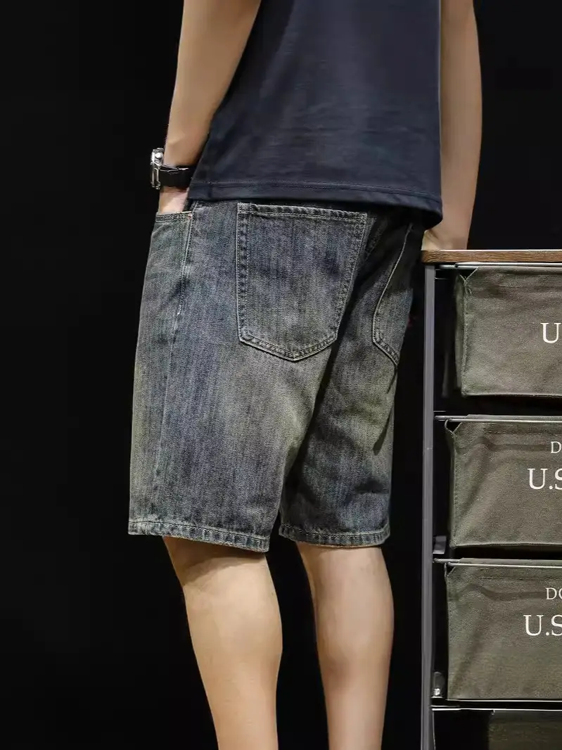 Vintage Denim Shorts Men's Five Point Pants Summer - Image 3