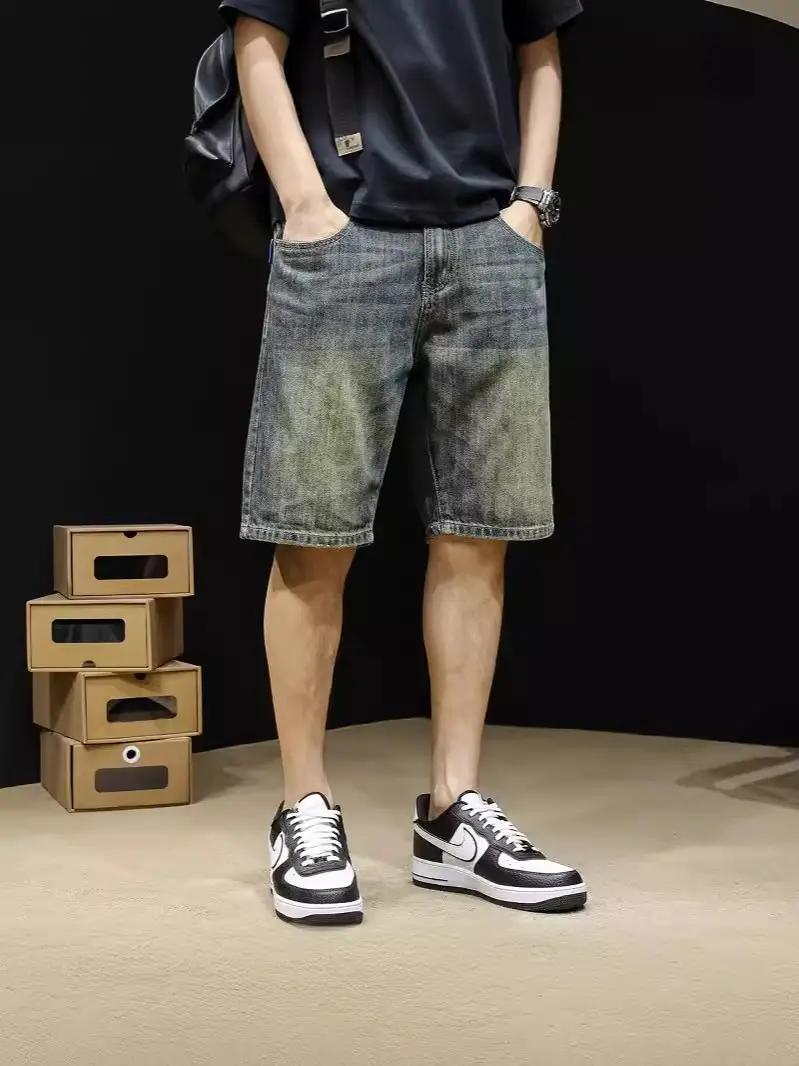 Vintage Denim Shorts Men's Five Point Pants Summer - Image 4