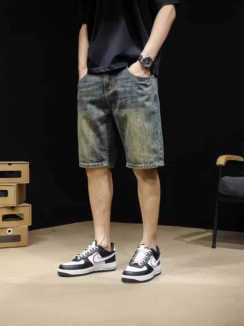 Vintage Denim Shorts Men's Five Point Pants Summer - Image 6