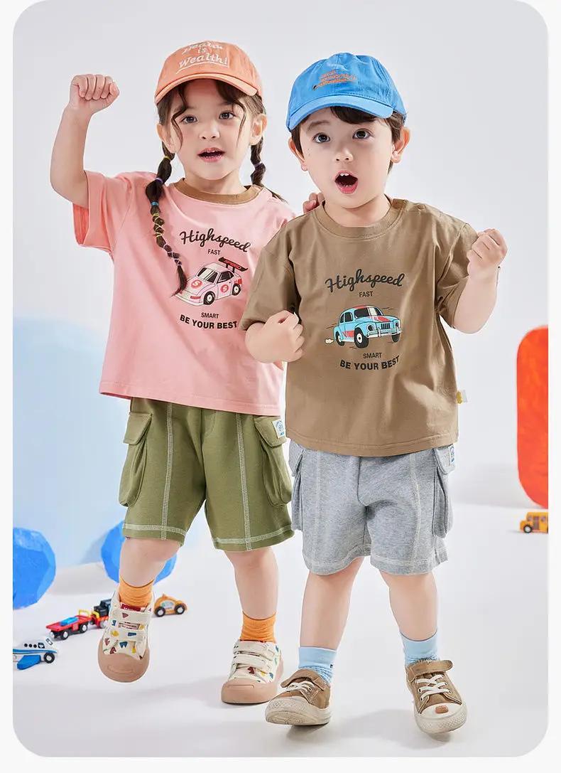 Kids Cotton T-Shirt Short Sleeve Summer Casual Boys Girls — feature 11