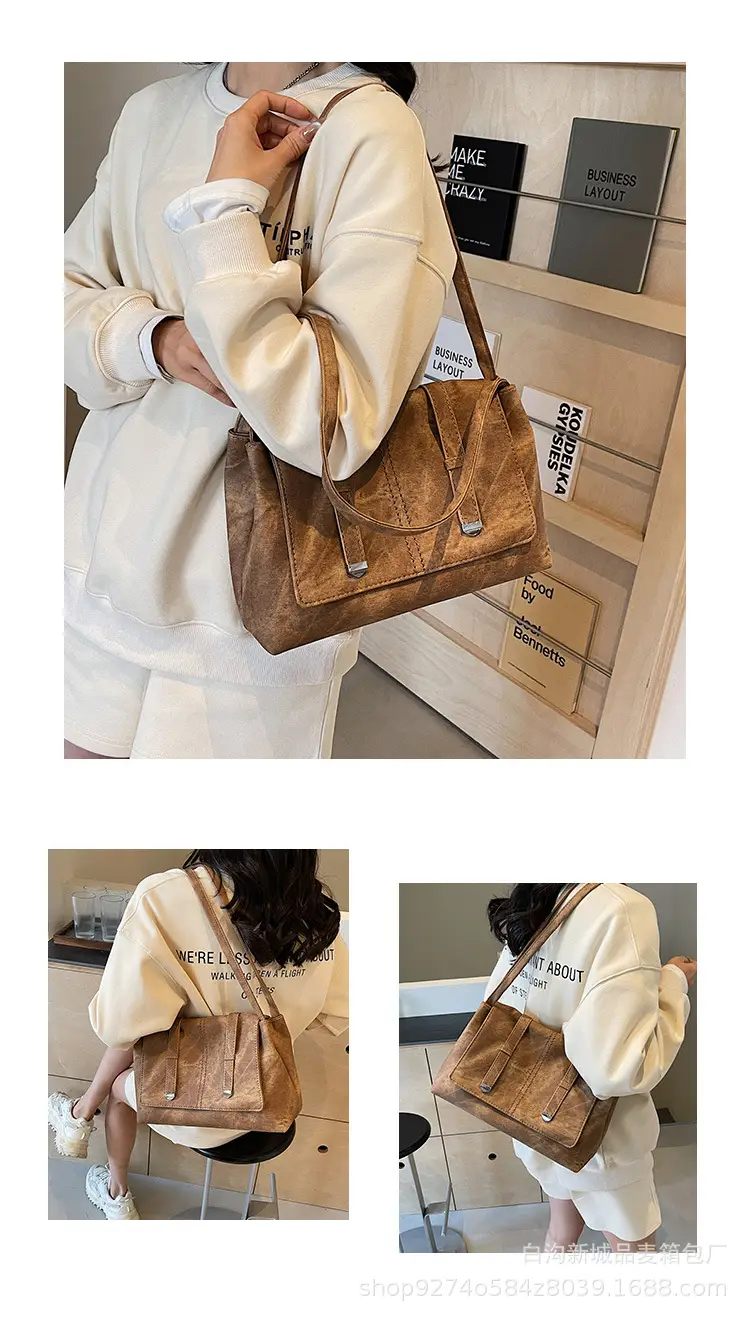 Women's Large Capacity Shoulder Bag Brown New Style — feature 11