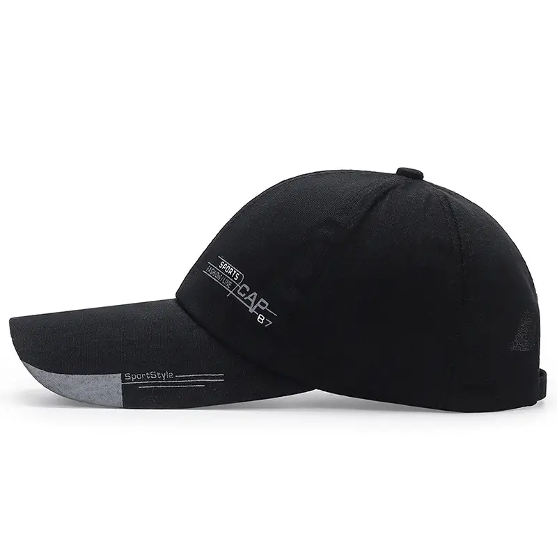 Men Extended Brim Baseball Cap Navy Outdoor Sports Hiking Hat - Image 8