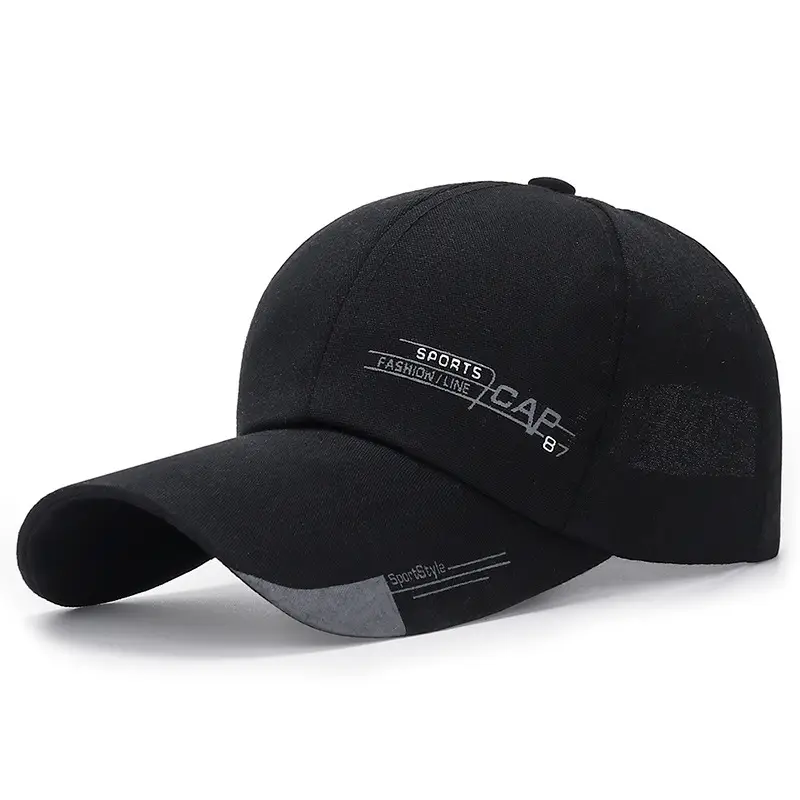 Men Extended Brim Baseball Cap Navy Outdoor Sports Hiking Hat - Image 2