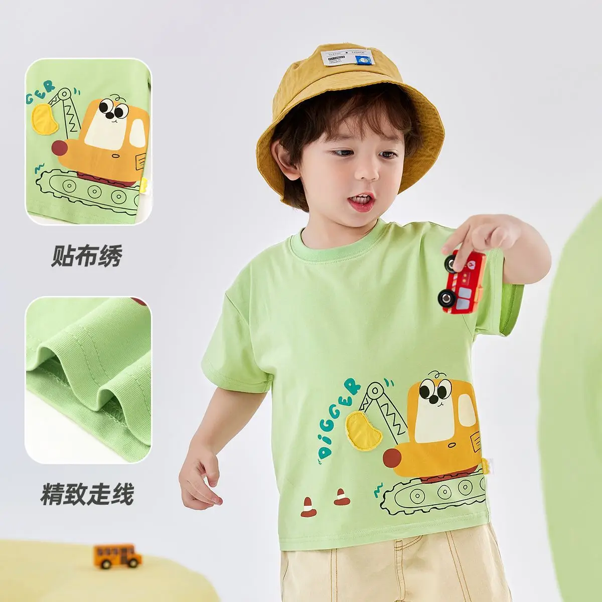 Dudu Boy's Cotton T-Shirt Summer New Kids Short Sleeve