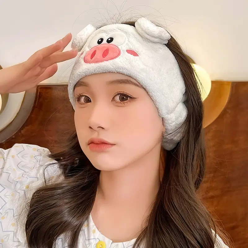Cute Piglet Coral Fleece Hair Band for Women - Image 3