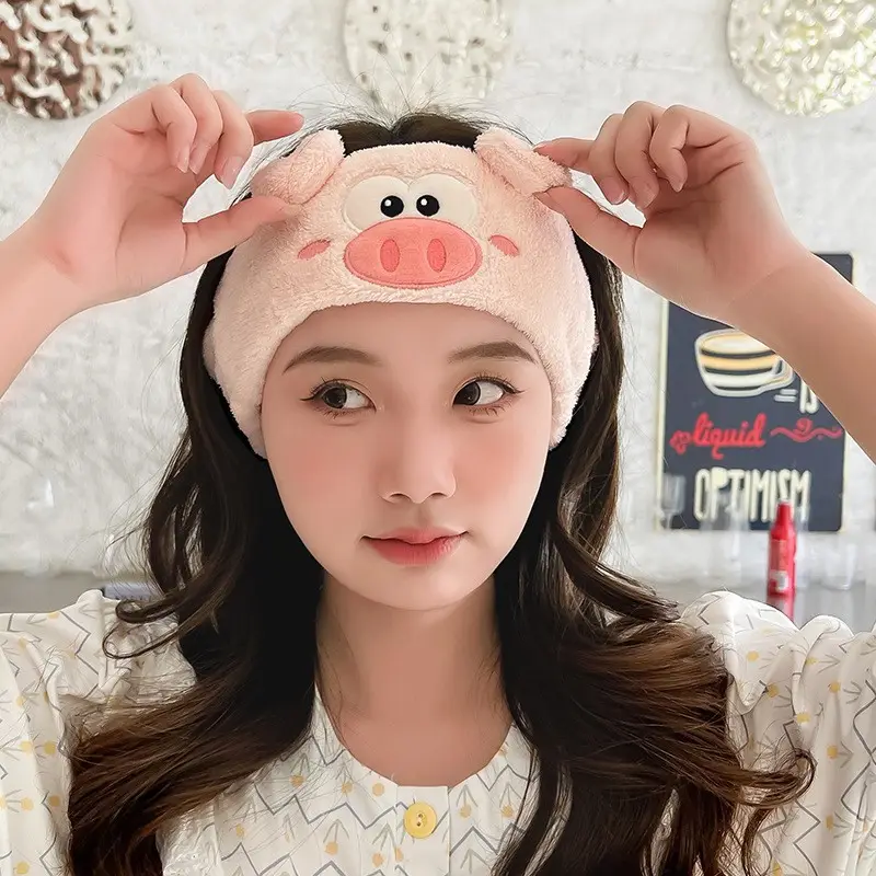 Cute Piglet Coral Fleece Hair Band for Women - Image 4