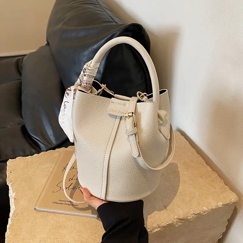 Women's Cream Textured Shoulder Crossbody Bag 2026 - Image 2