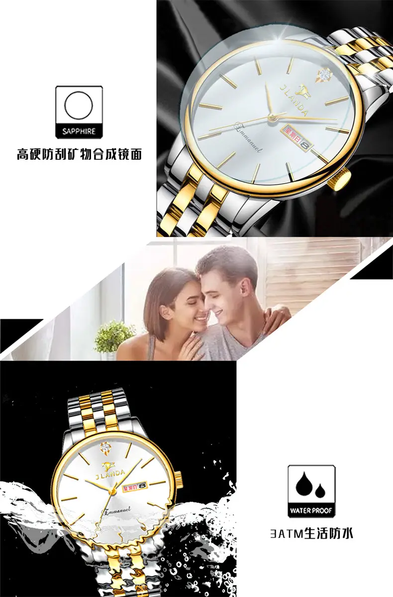 Gold Business Men's Quartz Watch with Live Display — feature 4