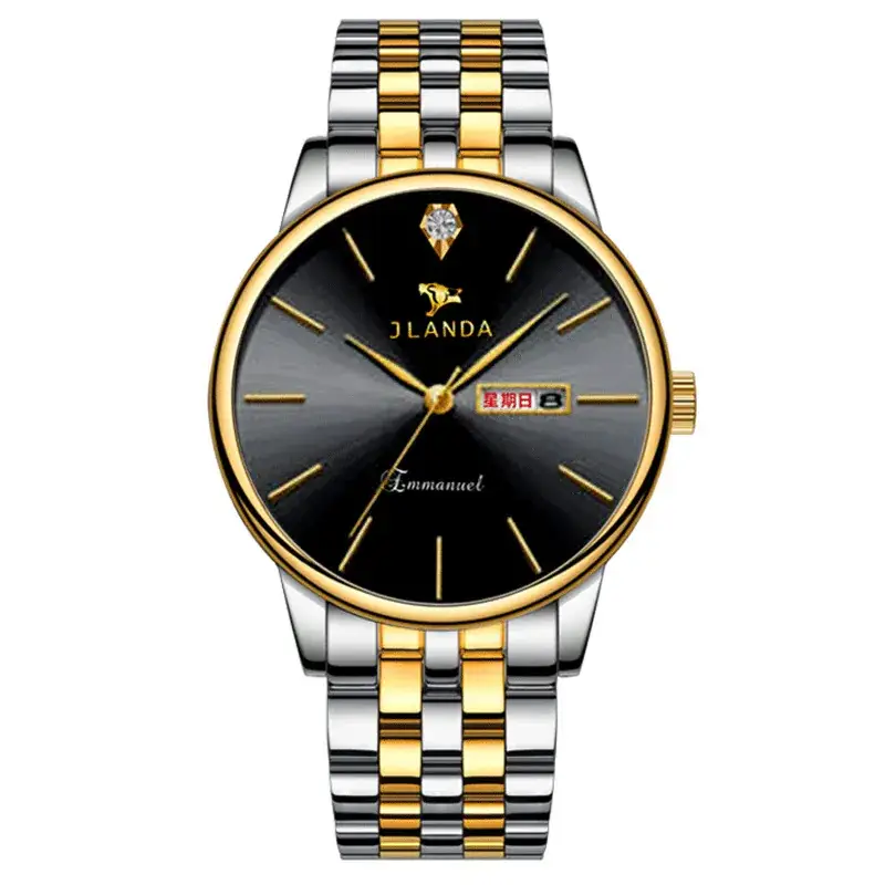 Gold Business Men's Quartz Watch with Live Display - Image 2