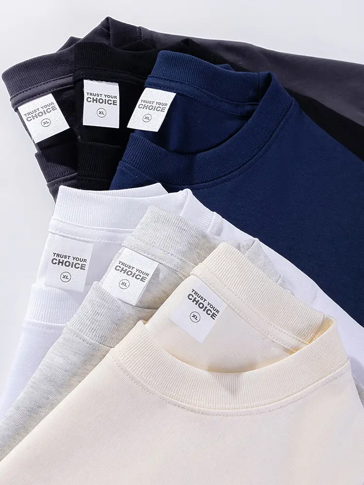 Men's 260G Japanese Retro T-Shirt White Cotton Crew Neck Pocket - Image 15