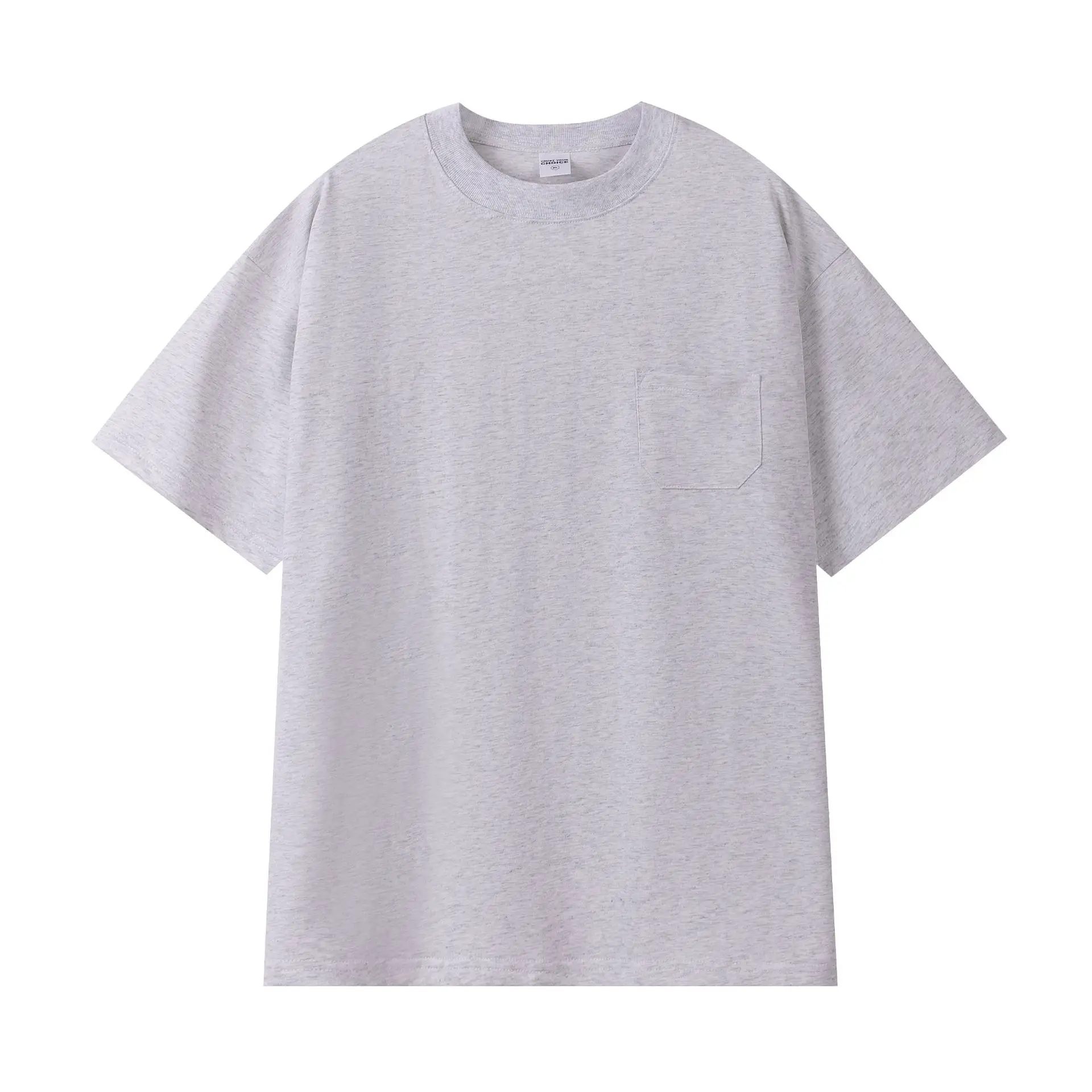 Men's 260G Japanese Retro T-Shirt White Cotton Crew Neck Pocket - Image 4