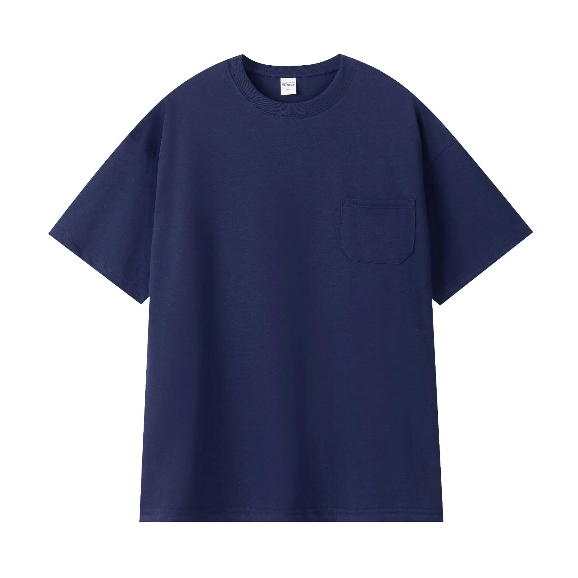 Men's 260G Japanese Retro T-Shirt White Cotton Crew Neck Pocket - Image 8
