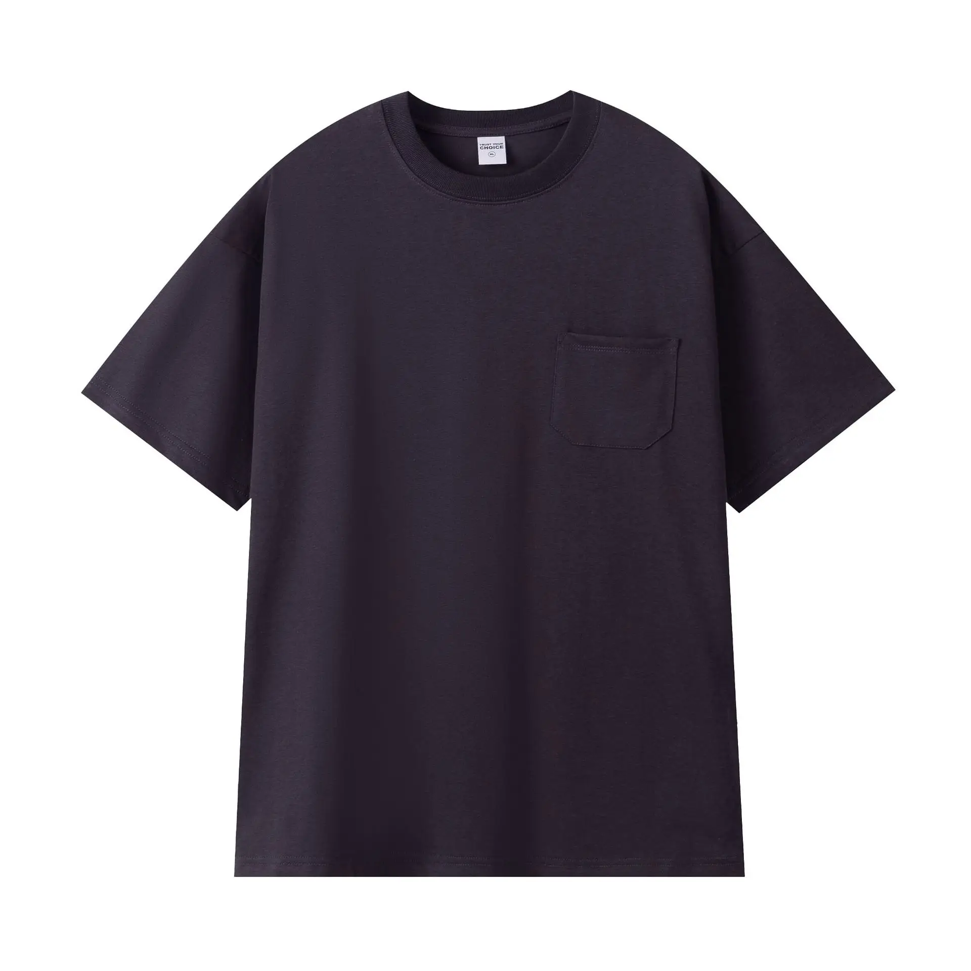 Men's 260G Japanese Retro T-Shirt White Cotton Crew Neck Pocket - Image 9