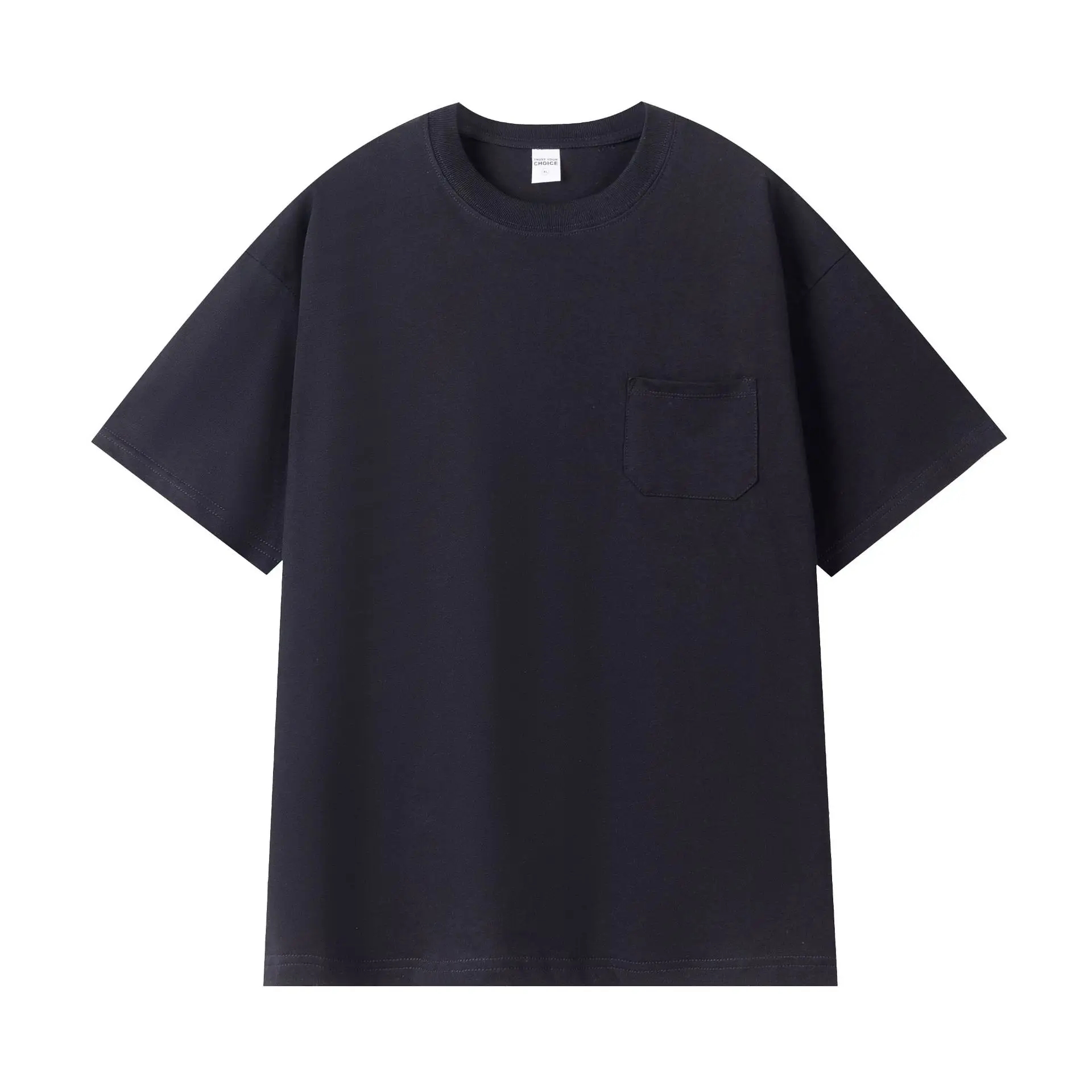 Men's 260G Japanese Retro T-Shirt White Cotton Crew Neck Pocket - Image 11
