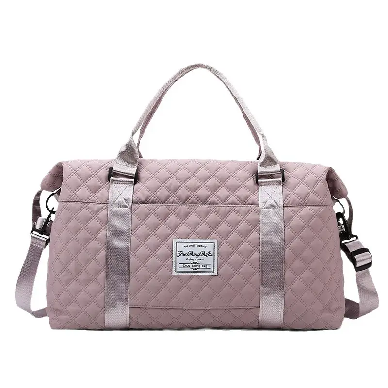 Pink Quilted Travel Bag with Shoulder Strap - Image 10
