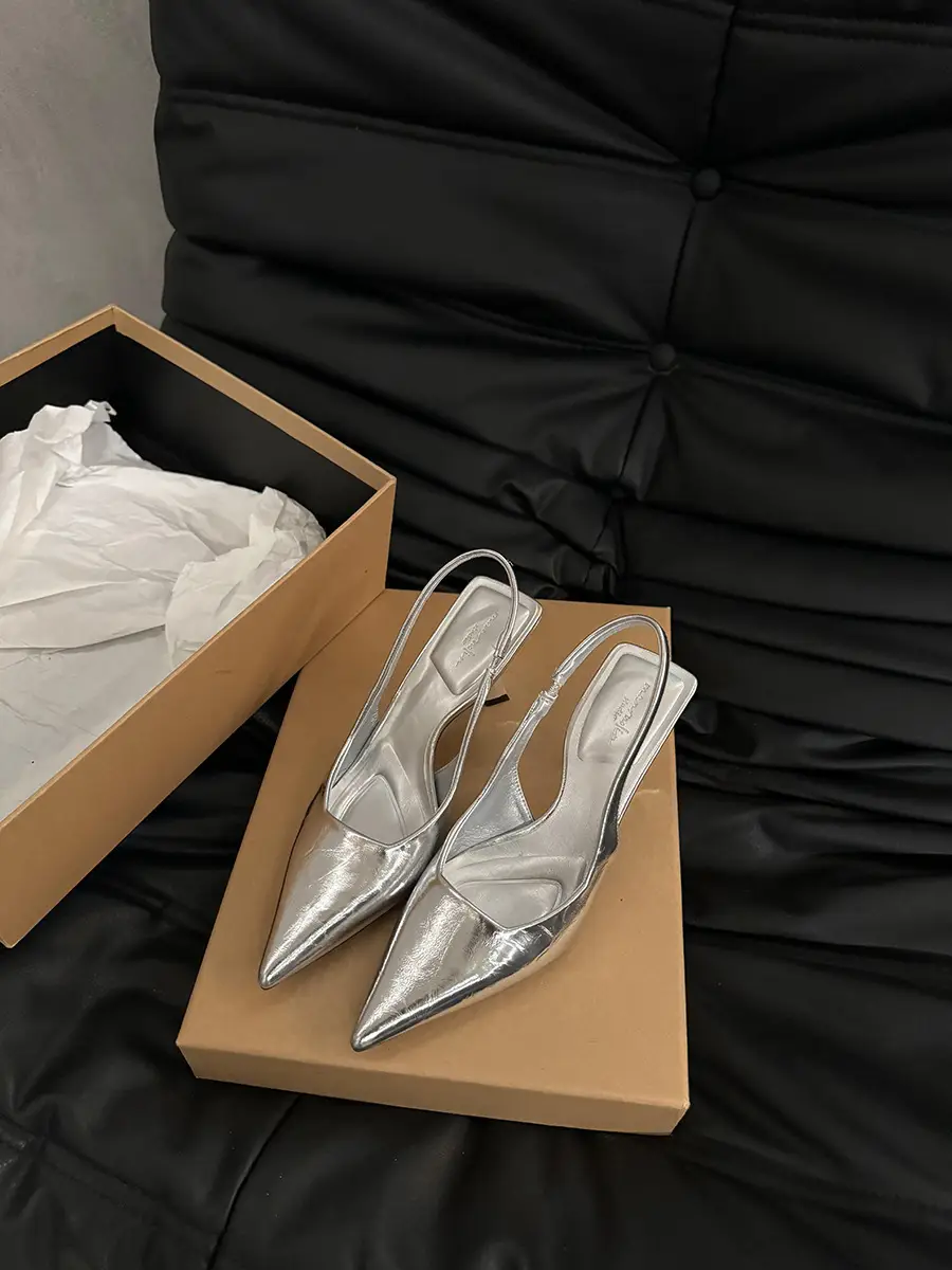 French Niche High-end Silver Toe Sandals Women's Shoes 2024 Spring and Summer Elegant Celebrity Style High Heeled Single-layer Shoes — feature 15