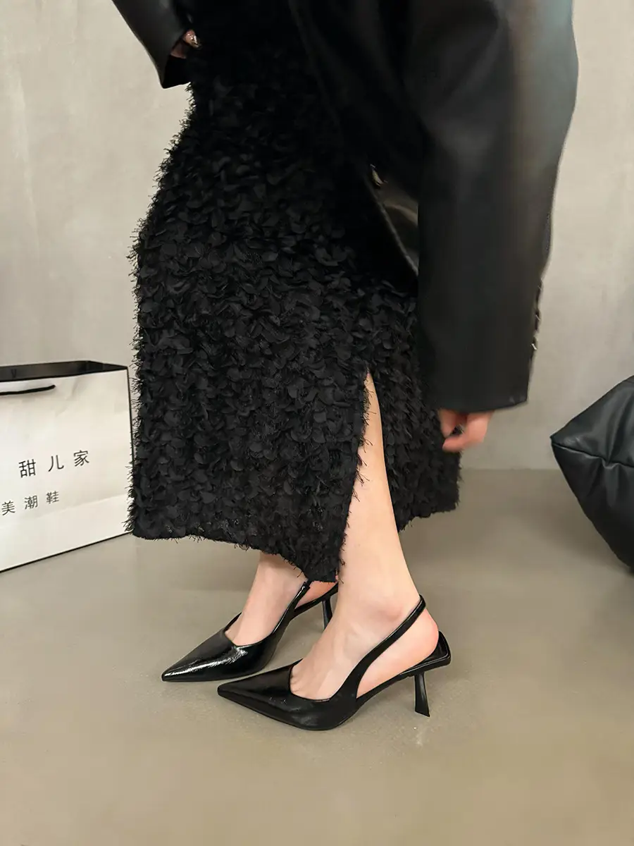 French Niche High-end Silver Toe Sandals Women's Shoes 2024 Spring and Summer Elegant Celebrity Style High Heeled Single-layer Shoes — feature 7