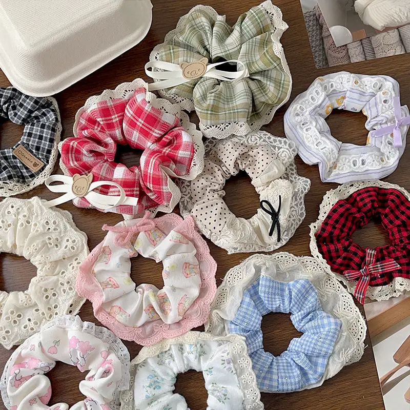 Cute Floral Bow Hair Rings for Girls