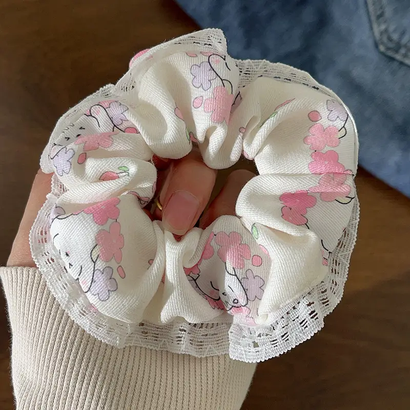 Cute Floral Bow Hair Rings for Girls