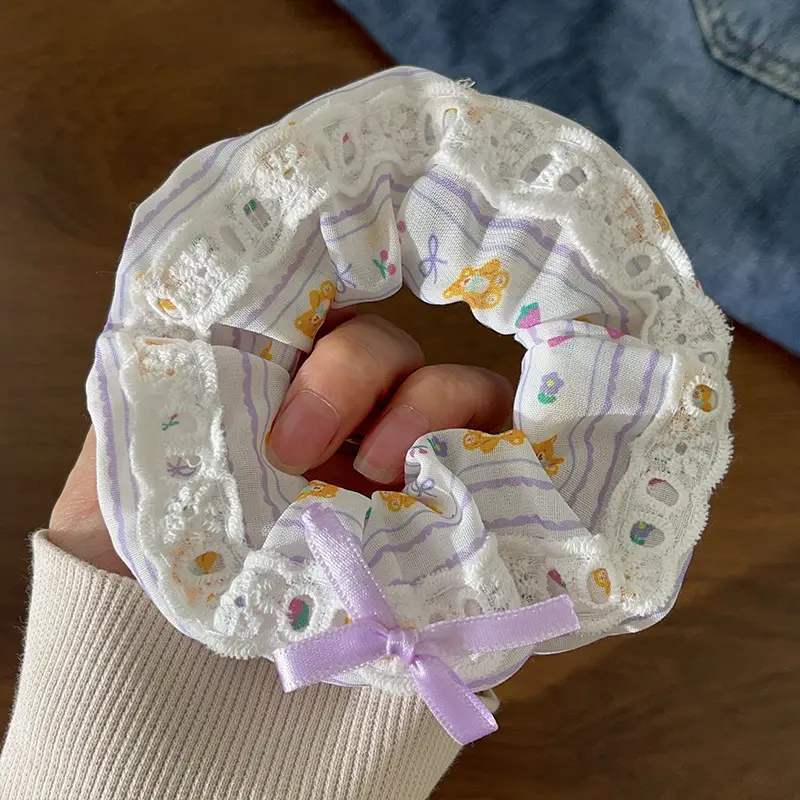 Cute Floral Bow Hair Rings for Girls