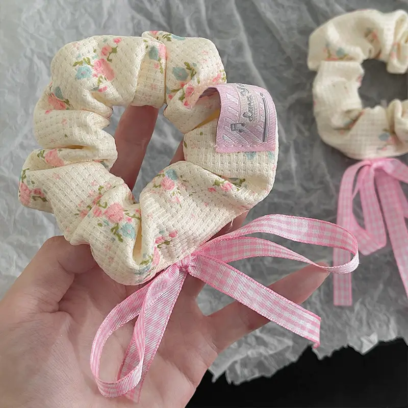 Cute Floral Bow Hair Rings for Girls