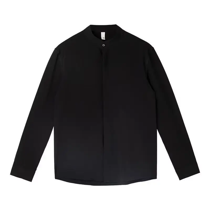Men's Dark Green Button-Up Shirt with Vertical Collar - Image 8