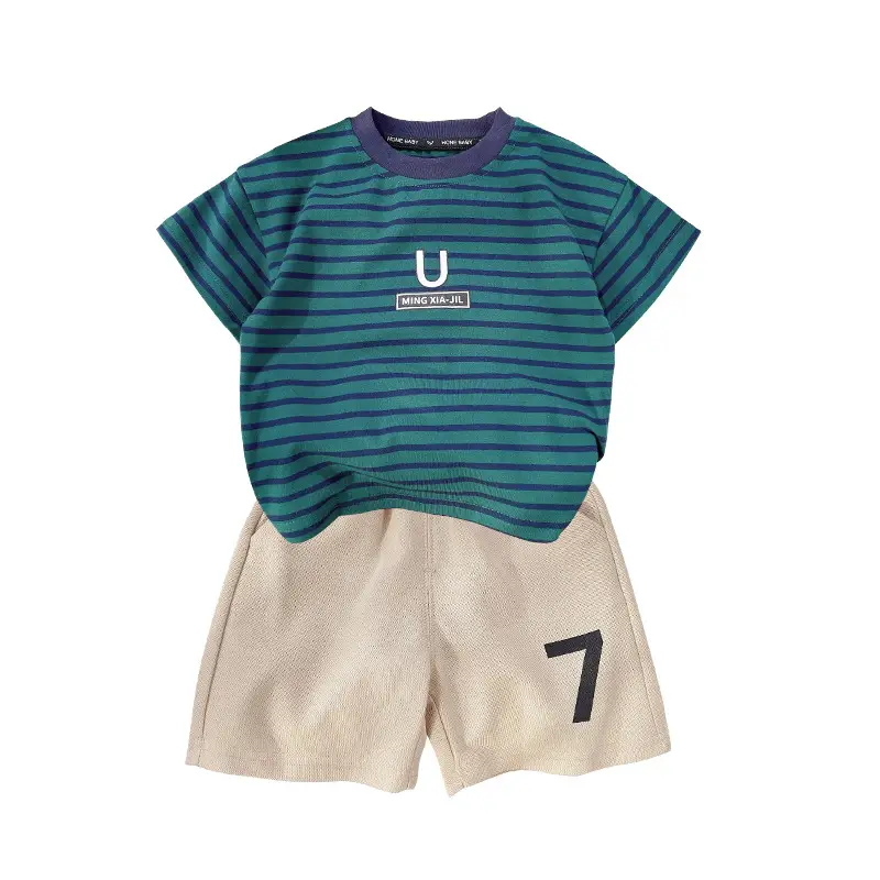 Boys Striped Shorts with Number 7 Summer Casual Wear - Image 5
