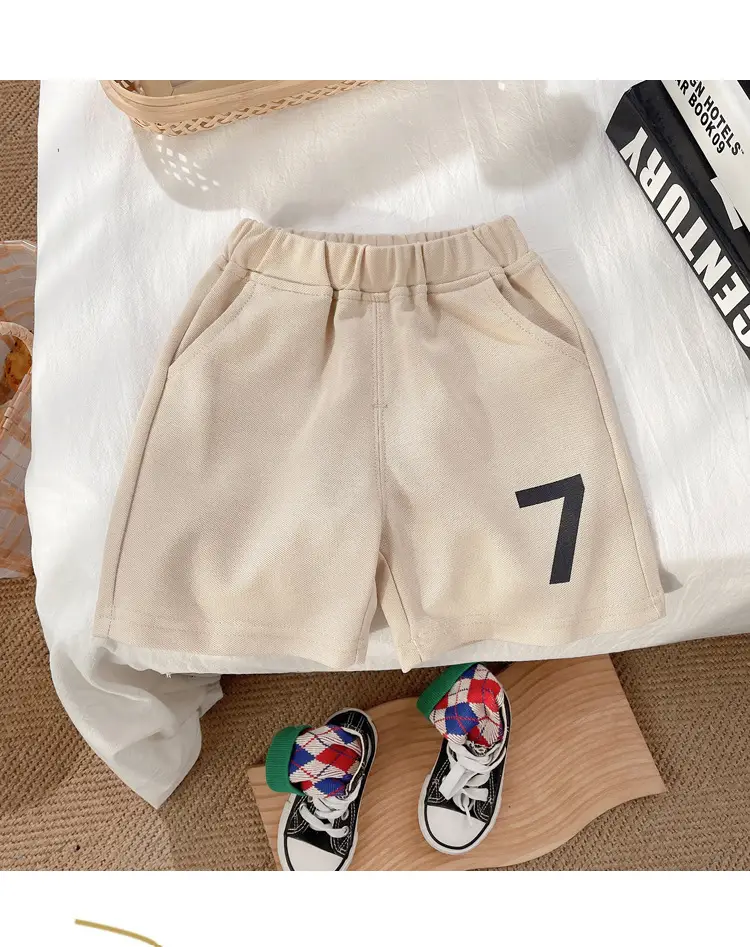 Boys Striped Shorts with Number 7 Summer Casual Wear — feature 5