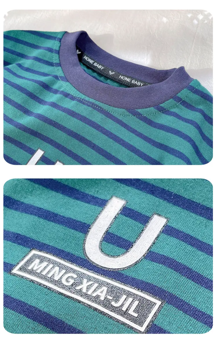 Boys Striped Shorts with Number 7 Summer Casual Wear — feature 6