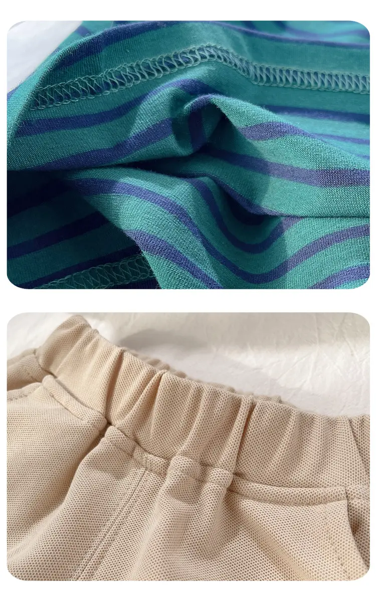 Boys Striped Shorts with Number 7 Summer Casual Wear — feature 8