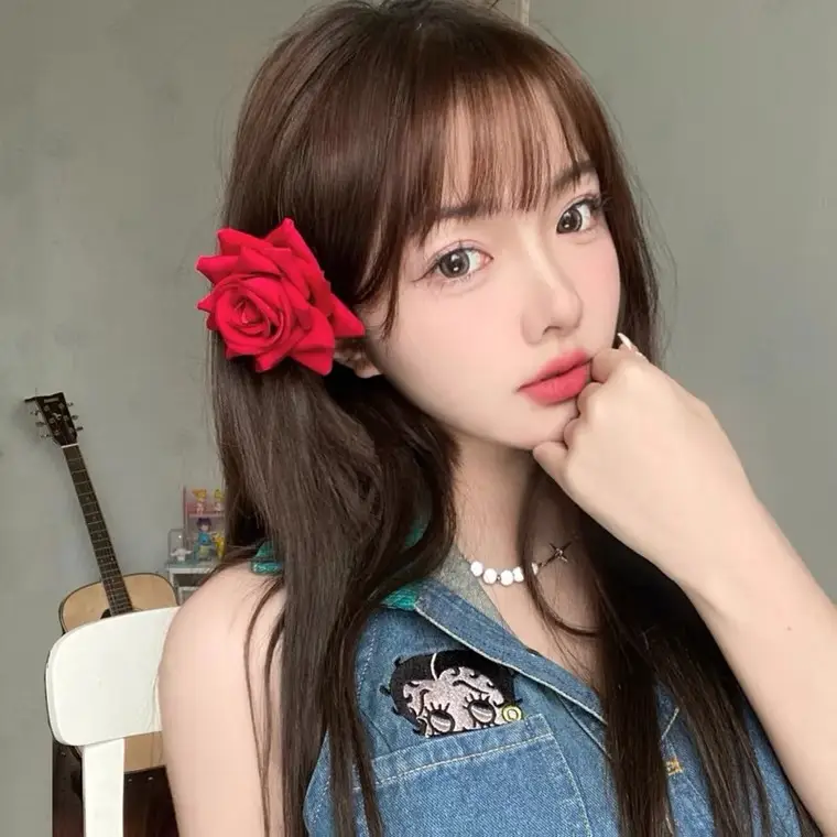 Velvet White Rose Hairpin Accessory for Women