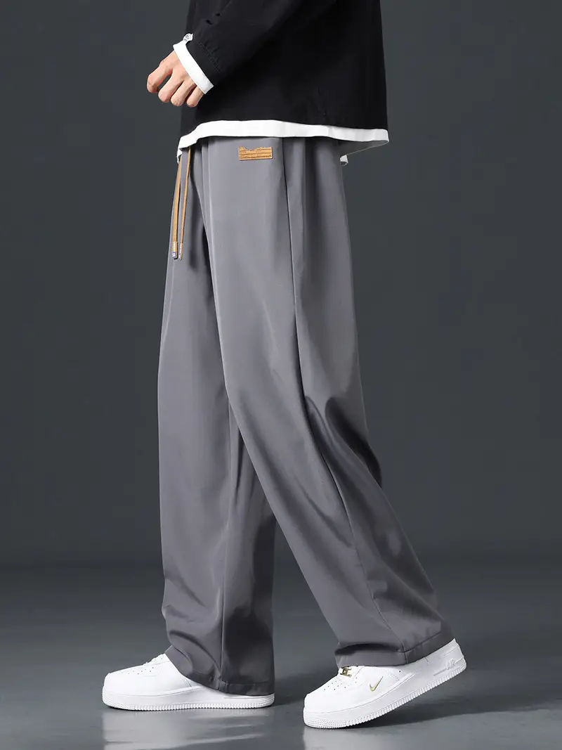 Men's Black Drape Pants with Wide Leg and Loose Fit - Image 6